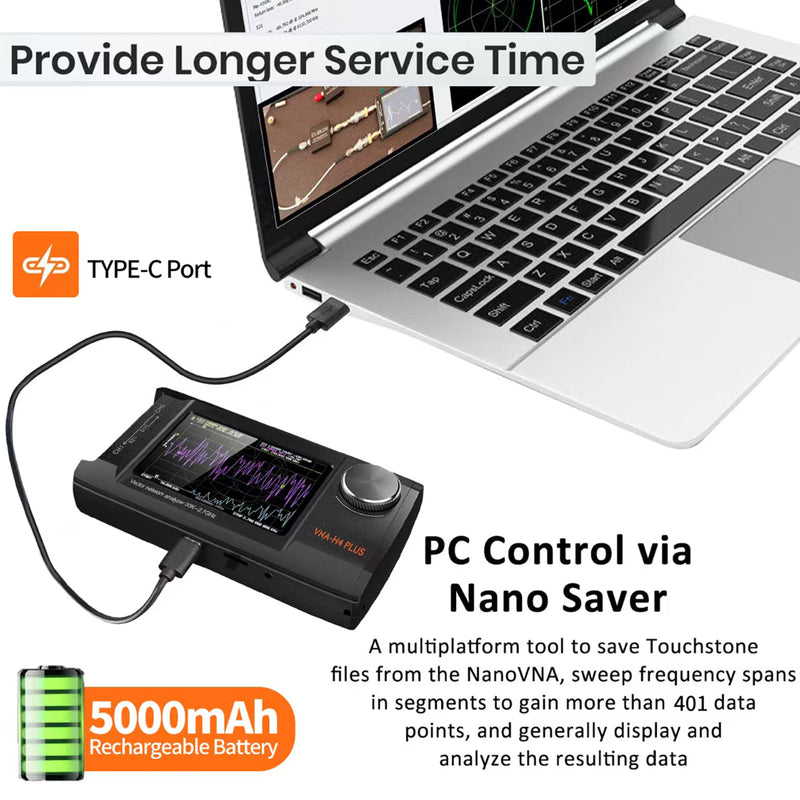 NanoVNA-H4 4" LCD 50KHz~2.7GHz VNA HF VHF UHF UV Vector Network Analyzer