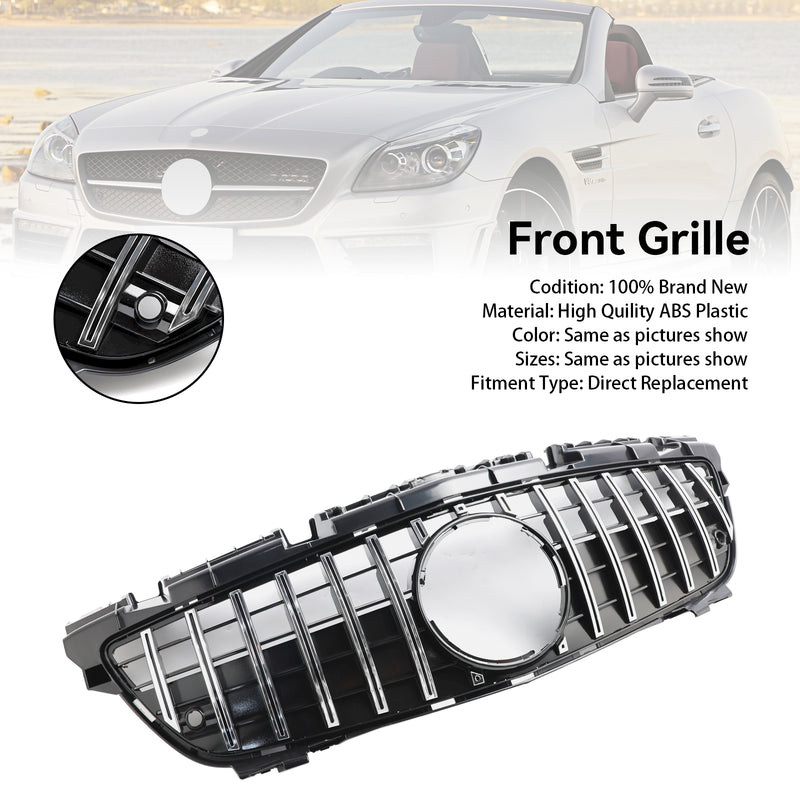 Chrome Front Radiator Grill Grille Fit Mercedes SLK-Class R172 SLK55 2011-2016