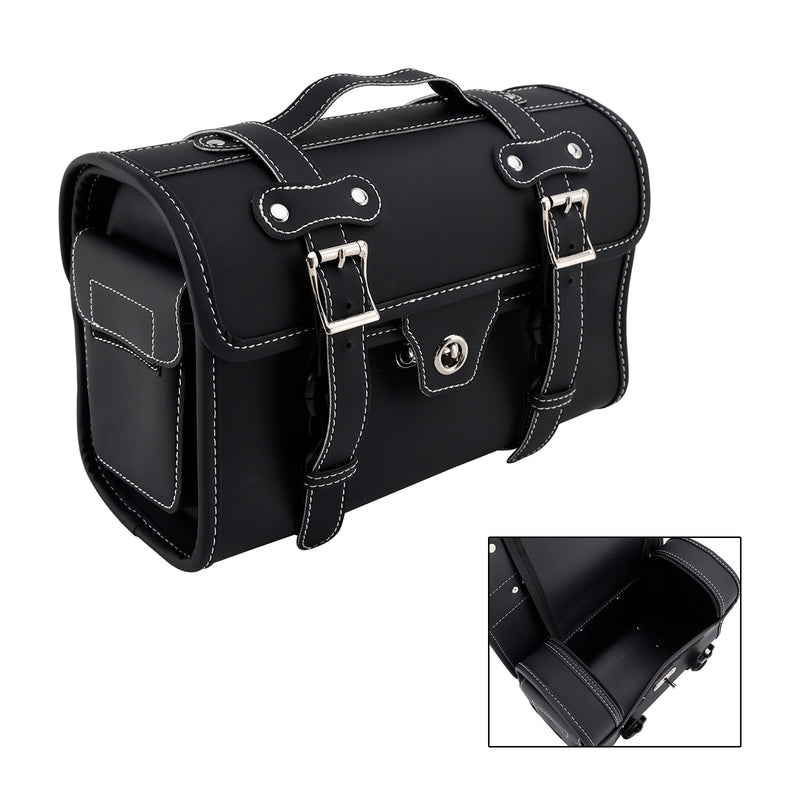 Pu Side Tail Bag Saddlebag Storage Pannier Luggage For Scooter Motorcycle Black