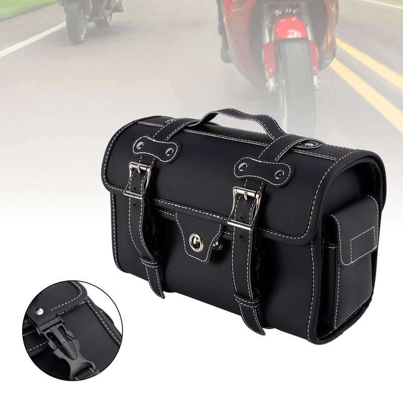 Pu Side Tail Bag Saddlebag Storage Pannier Luggage For Scooter Motorcycle Black