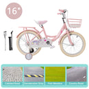 16" Child Bicycle Girls Bike with auxiliary wheels & Rack & Basket Pink