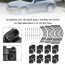 8x Ignition Coil+16xSpark plug +16x Wire Set UF359 For Mercedes-Benz C CL CLK ML Class