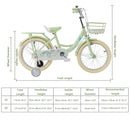 18" Child Bicycle Girls Bike with auxiliary wheels & Rack & Basket Green