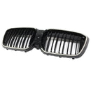 Double Slat Gloss Black Front Kidney Grill Grille Fit BMW IX3 G08 LCI 2022-2024