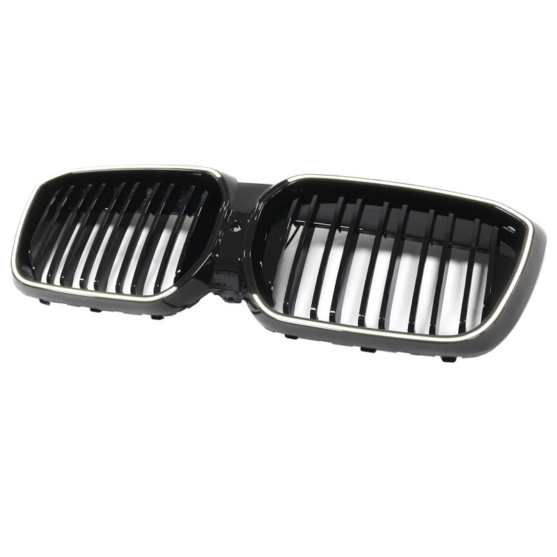 Double Slat Gloss Black Front Kidney Grill Grille Fit BMW IX3 G08 LCI 2022-2024
