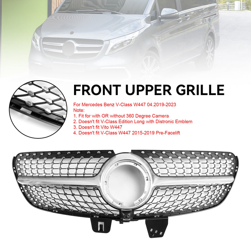 Diamond Front Upper Grill Grille fit Mercedes Benz V Class W447 2020-2023