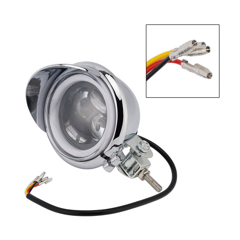 Motorcycle Beam Headlight Fog Lamp Custom Chrome