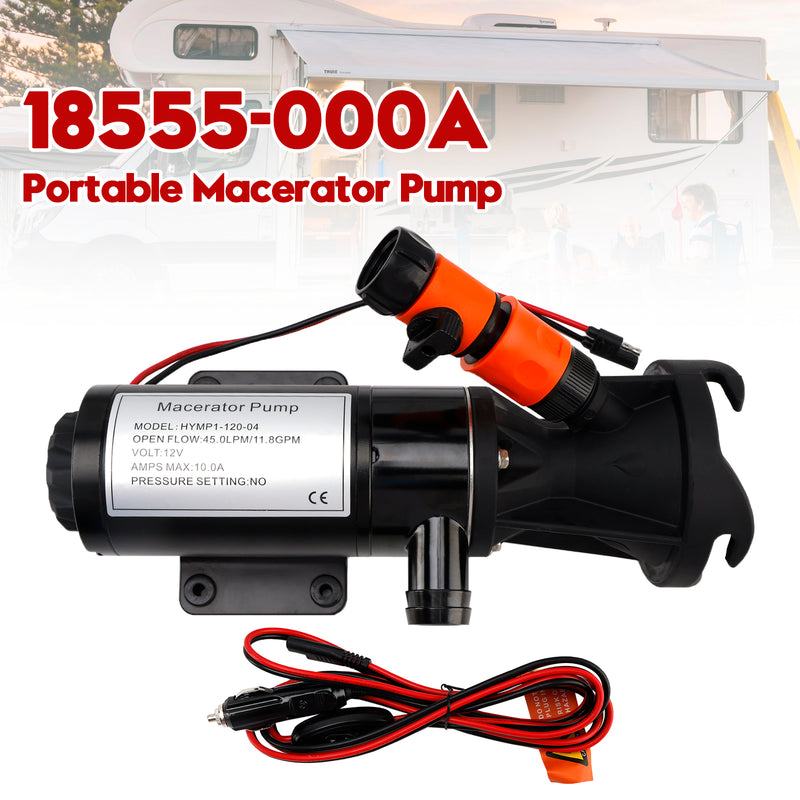 Portable Macerator Waste Pump 18555-000A for Camper RV 12V DC