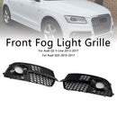 Front Bumper Fog Light Grill Grille Fit Audi Q5 S-Line SQ5 2013-2017 Black