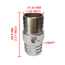 Radiator Hose Barb Coupler with 1/8" NPT Port 1-1/4" Steam Tube Adapter