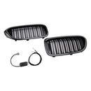 Gloss Black Double Slat Front Kidney Grille Fit BMW 5 Series G30 G31 2017-2020