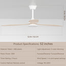 Remote Quiet 6 Speeds Black White Modern 52" Pendant Ceiling Fan with Light