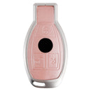 Benz GLC GLK CLS Leather Alloy Aluminum TPU Car Key Pink Case Cover