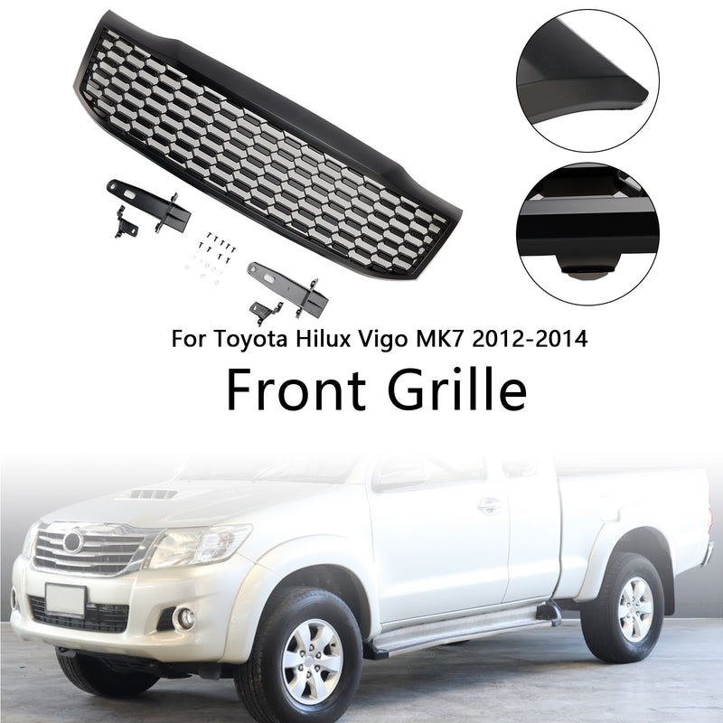 Matt Black Front Bumper Grill Grille Fit Toyota Hilux Vigo MK7 2012-2014