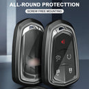 Aluminum Alloy TPU Silvery Car Key Case Cover With Buckle For Cadillac