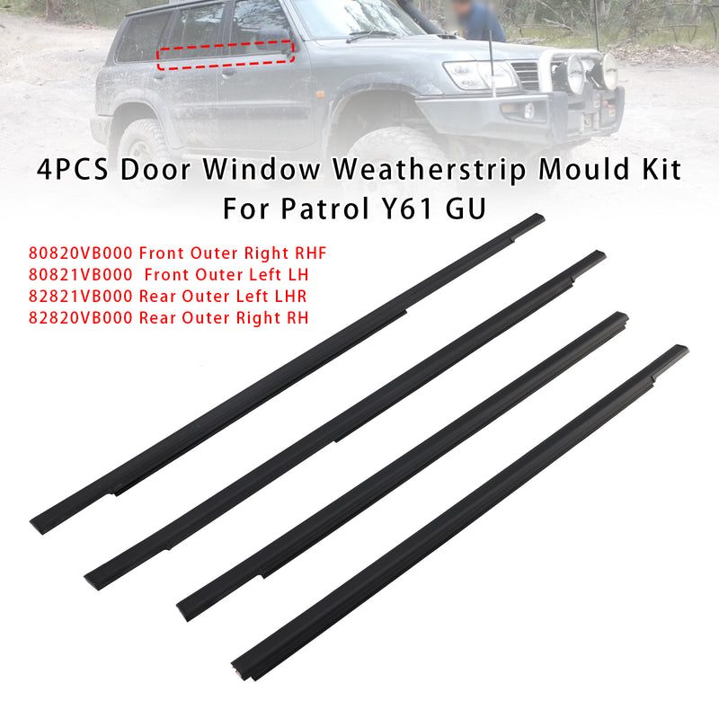 4PCS Door Window Weatherstrip Mould Kit For Patrol Y61 GU