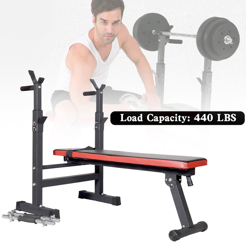 Adjustable Weight Bench Folding Bench Press w/Barbell Rack Pec workout