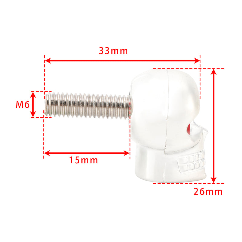 M6 Plastic Custom Head Skull License Plate Frame Screws Bolts Hardware Silver X2