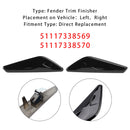 BMW X3 F25 X4 F26 Left+Right Front Fender Black Trim 51117338569+51117338570