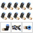 10Pcs Pneumatic 1/4" Tube X 1/8" Npt Male Swivel L Push To Connect Fitting