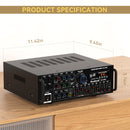 Bluetooth 5.0 HiFi Sunbuck 2000W Stereo Power Amplifier Karaoke FM USB SD AUX