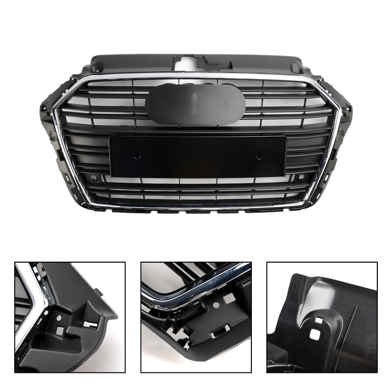 Front Bumper Grille Grill 8V3853651 Fit Audi A3 S3 2017-2019 Chrome 8V3853651B