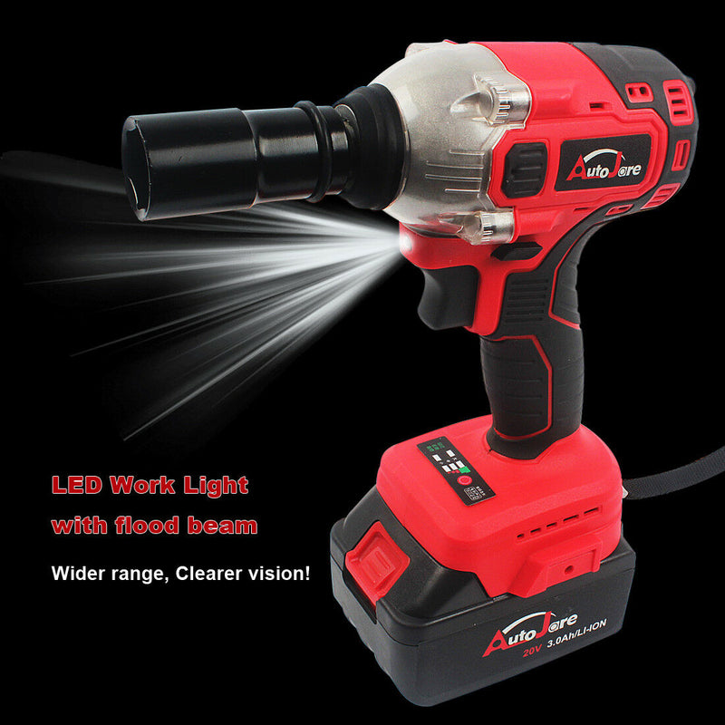 Brushless Impact Wrench Torque Rattle Gun Electric Ratchet w/battery 1/2" 21V