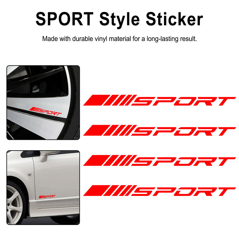 4Pcs SPORT Style Car Rims Wheel Hub Racing Sticker Graphic Decal Strip Red