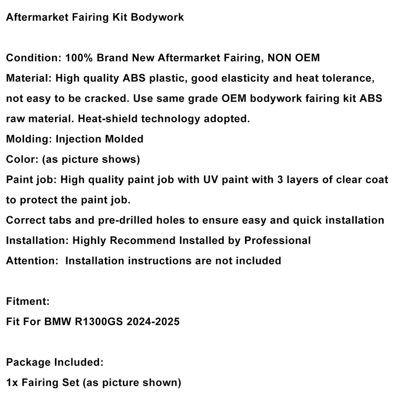 Injection ABS Plastic Bodywork Fairing Kit for BMW R1300GS 2024-2025 07#