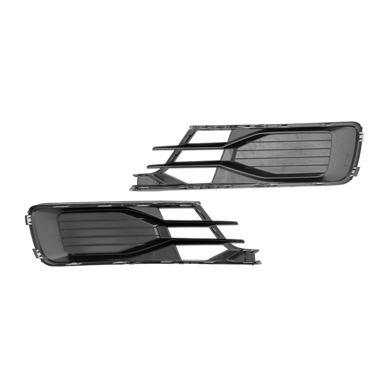 Audi A6 C7 2014-2018 2PCS Front Bumper Foglight Cover Grill Grille Black