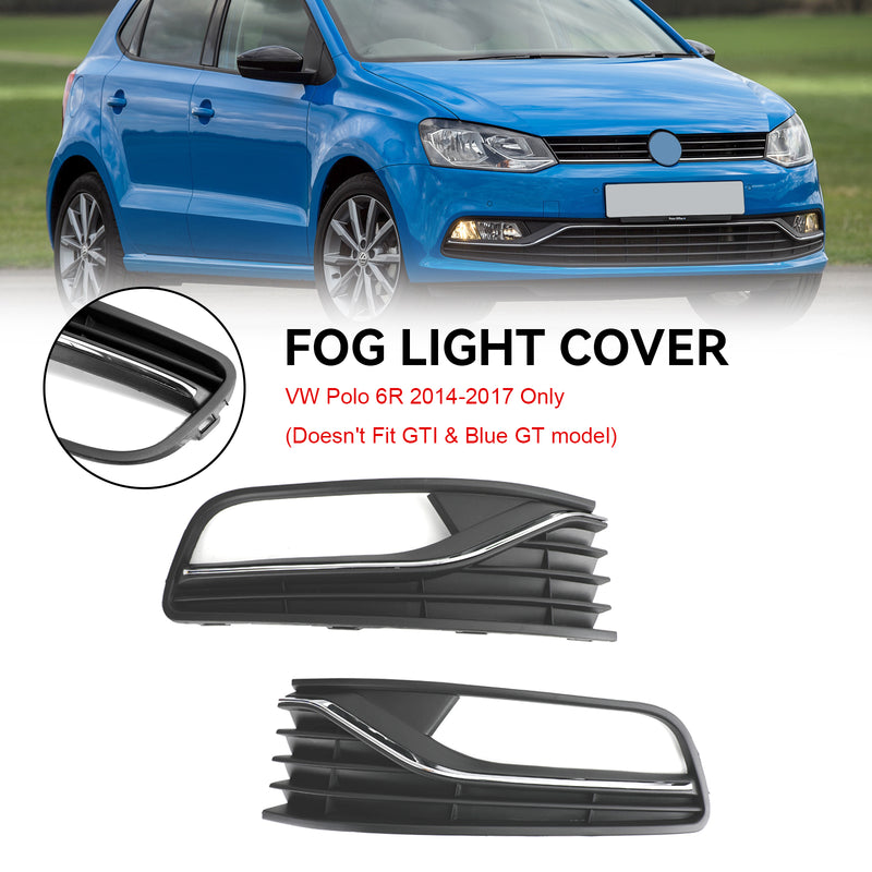 VW Polo 6R 2014-2017 Pair Front Bumper Fog Light Cover Grill Grille