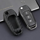 Leather Silicone Car Key Case Cover With Buckle For Ford