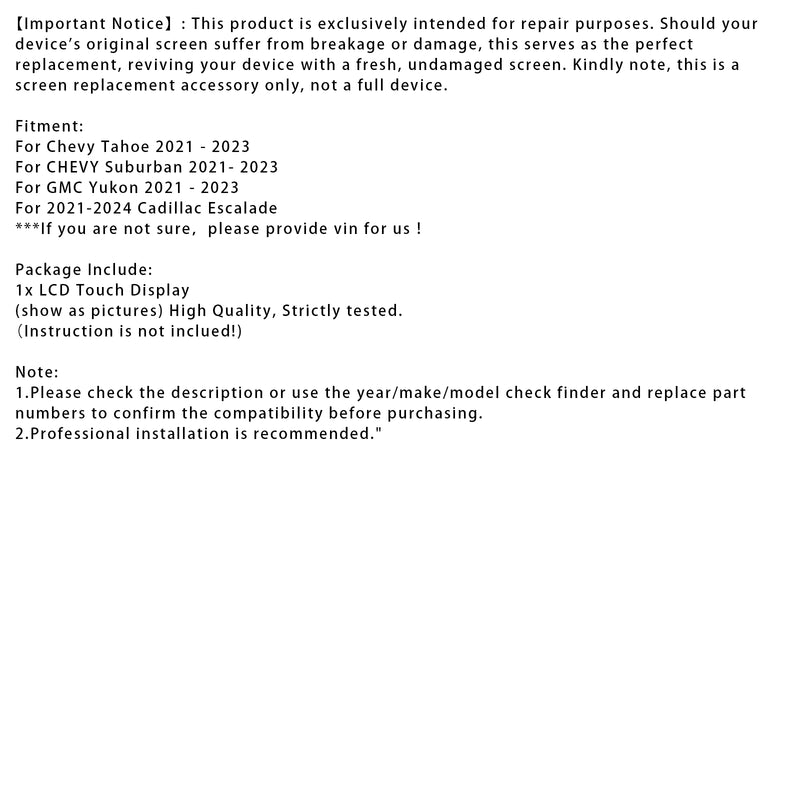 85100044 84824745 LCD Display For Suburban GMC Yukon XL Headrest BACK SEAT 21-24