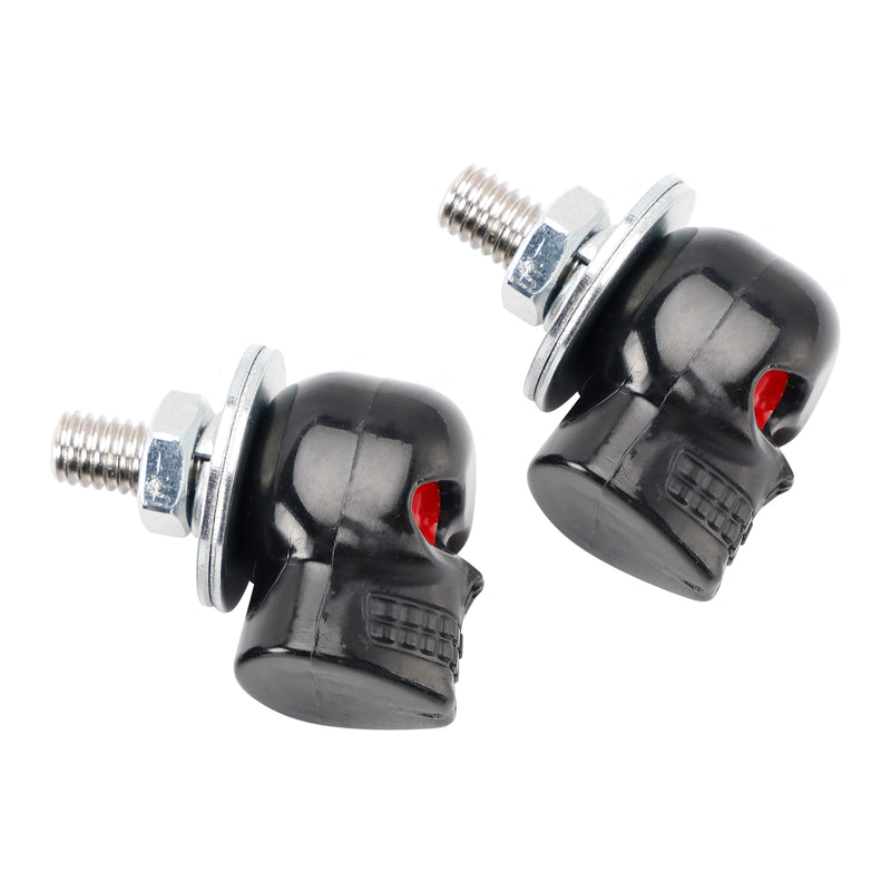 4x Custom SKULL License Plate Bolt Screw Black Plastic Motorcycle Chopper Bobber