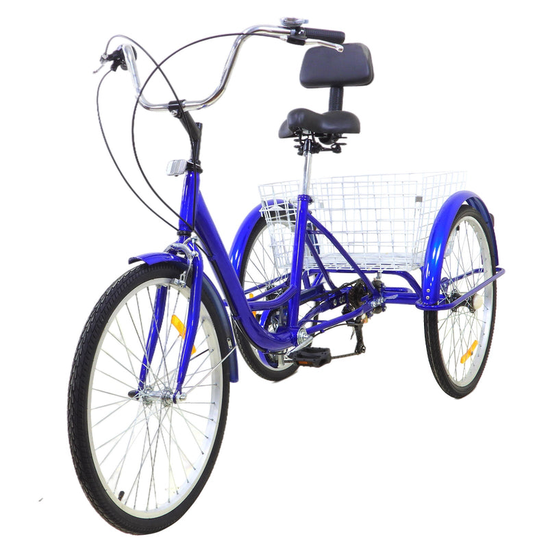 7-Speed 24" Adult 3-Wheel Tricycle Cruise Bike Bicycle With Basket