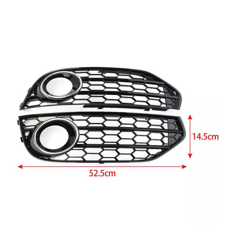Front Bumper Honeycomb Fog Grille Cover For Audi A4 Allroad B8 2010-2015 Black