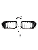 2015-2017  Fit BMW 1 Series F20 F21 Double Line Front Kidney Grill Grille Black