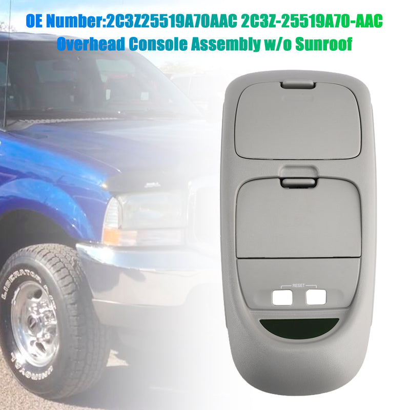 Overhead Console Assembly w/o Sunroof Gray For Ford F250 Super Duty 2002-2004
