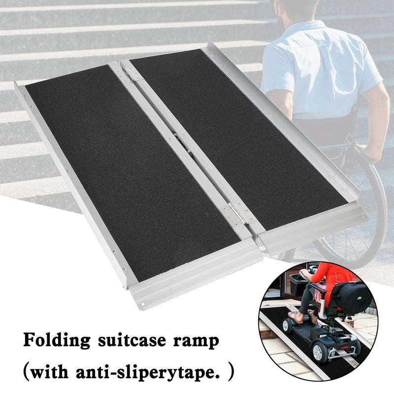 3FT Portable Wheelchair Ramp Non Skid Aluminum Foldable Mobility Scooter Ramp