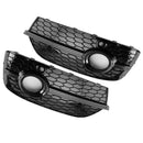 RSQ3 Style Honeycomb Front Fog Light Covers Fit Audi Q3 2013-2015 Gloss Black