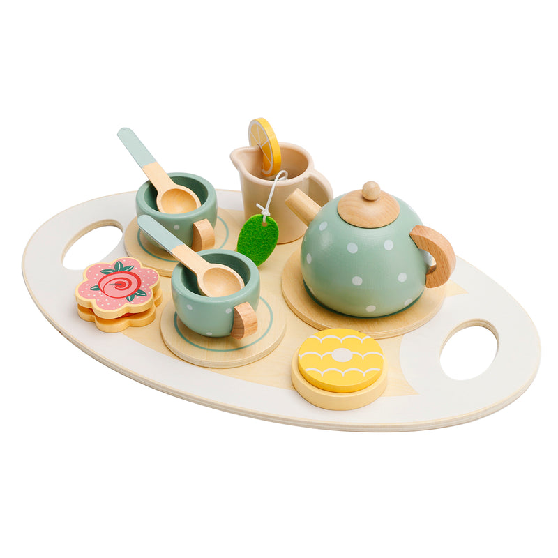 15Pcs Western Kitchen Wooden Tea Sets Play Kitchen Dishes/Tea Toy Set For Kid