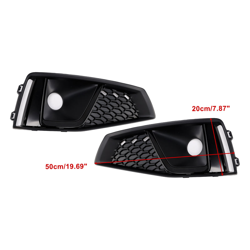 Black Front Fog Light Grille Trim Cover Fit Audi A4 B9 S-LINE S4 2018-2020