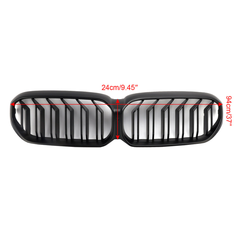 Matte Black Dual Slats Front Kidney Grille For BMW G30 G31 LCI 2021-2024