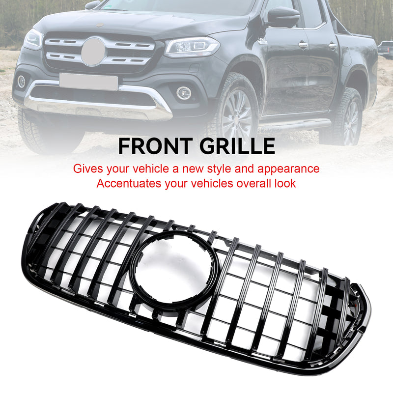 Black Front Bumper Grille Grill Fit Mercedes Benz X-Class X470 2017-2019