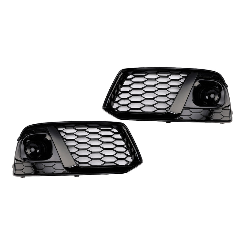 Black Front Honeycomb Fog Lamp Grille Grill Cover Fit Audi Q5 SQ5 2018 2019