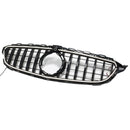 Black Front Bumper Grill Grille Fit Mercedes W205 C250 C300 2015-2021 W/LED
