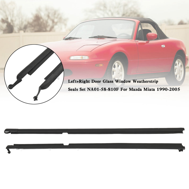 Miata 1990-2005 L+R Door Glass Window Weatherstrip Seals Set NA01-58-810F