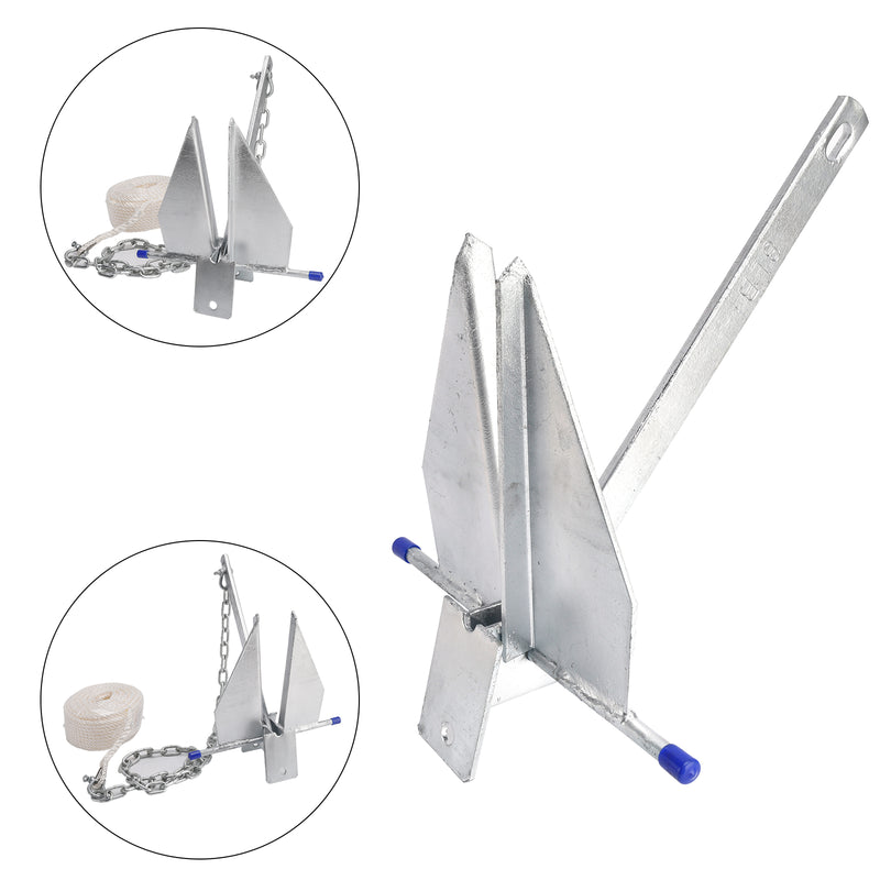 Kit Galvanized Boat Anchor 8Lbs Sliding Anchor & Chain & Rope Silver For Boat