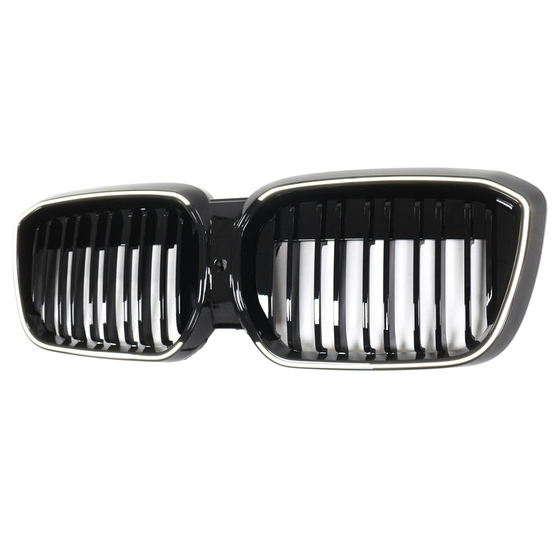 Double Slat Gloss Black Front Kidney Grill Grille Fit BMW IX3 G08 LCI 2022-2024