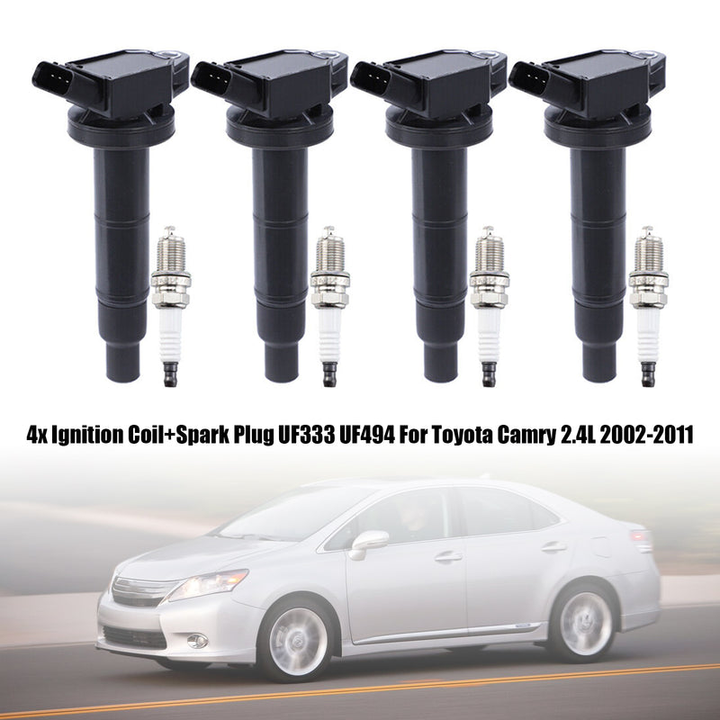 2004-2008 Toyota RAV4 L4 2.4L 4x Ignition Coil+Spark Plug UF333 UF494